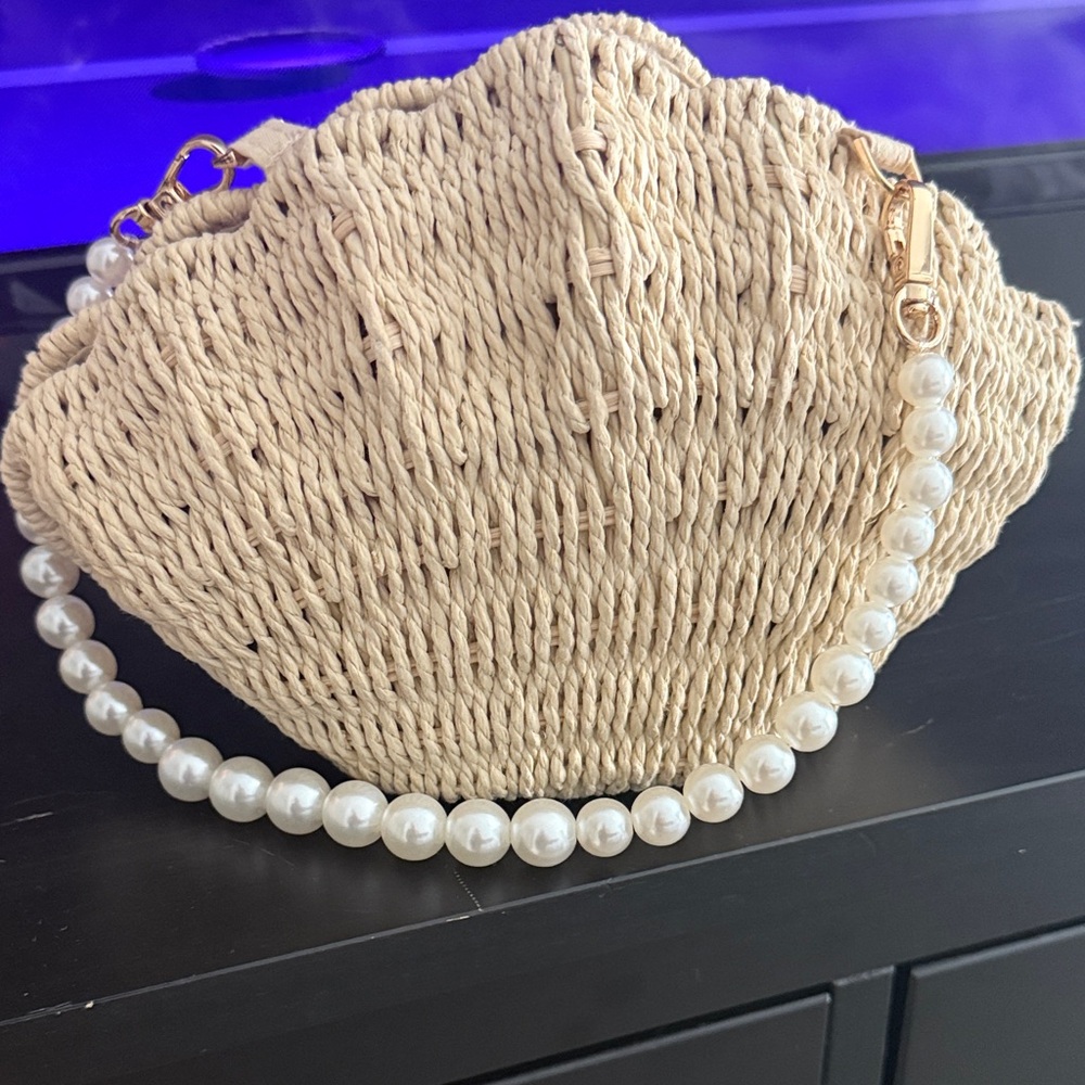 a new day Cream Shell Clutch with Pearl Accent